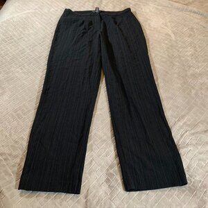 Dialouge Womens 14 Dress Pants Black Pinstripe Straight Leg High Rise Stretch